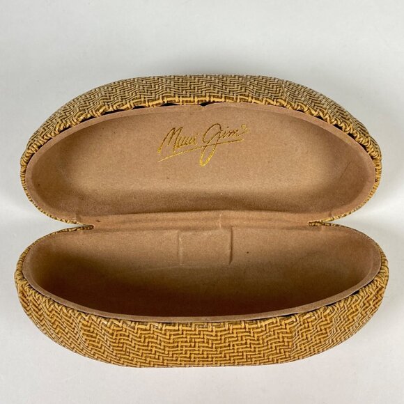 Maui Jim Sunglasses Large Clam Shell Hard Case Basket Weave Bamboo Print - Picture 3 of 6